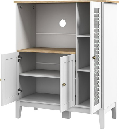 HOMCOM Mikrowellenschrank als Küchenschrank und Buffet mit 3 Türen und 1 Nische, weiß und holzfarben, B/T/H: 80 x 35 x 97 cm