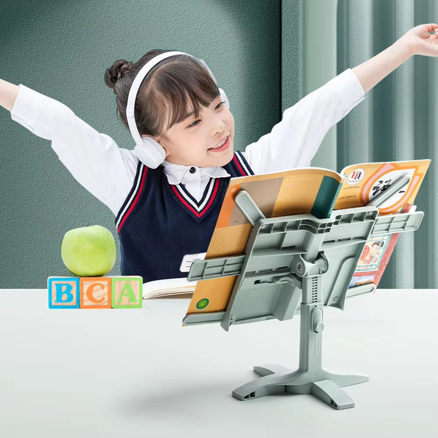 Höhenverstellbarer 2-in-1 Leseständer für Kinder in Weiß aus Kunststoff als tragbarer Mehrzweck-Halter für Bücher und Laptops für Büro und Schule - Bild 2