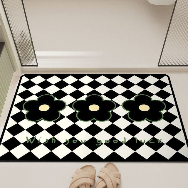 Saugfähige Badezimmer Bodenmatte aus Kieselgur, schnelltrocknende und rutschfeste Fußmatte in Schwarz, B/B: 40 x 60 cm - Bild 1