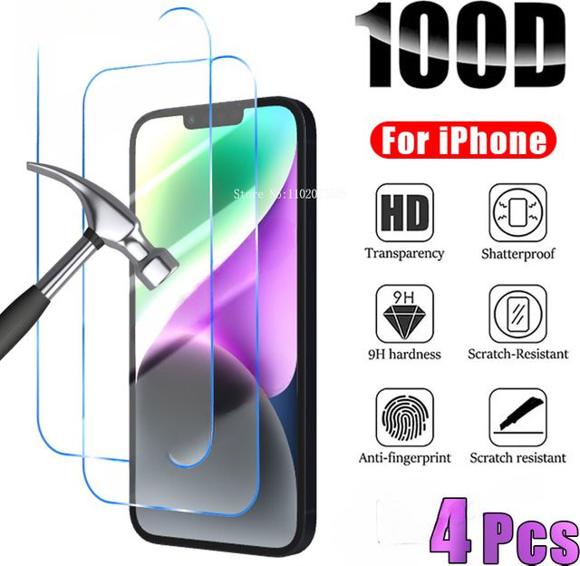 4 Stück ZMZE Displayschutzfolien transparent für iPhone 15 14 13 12 11 Pro Max Mini Plus XR XS Max - Bild 1