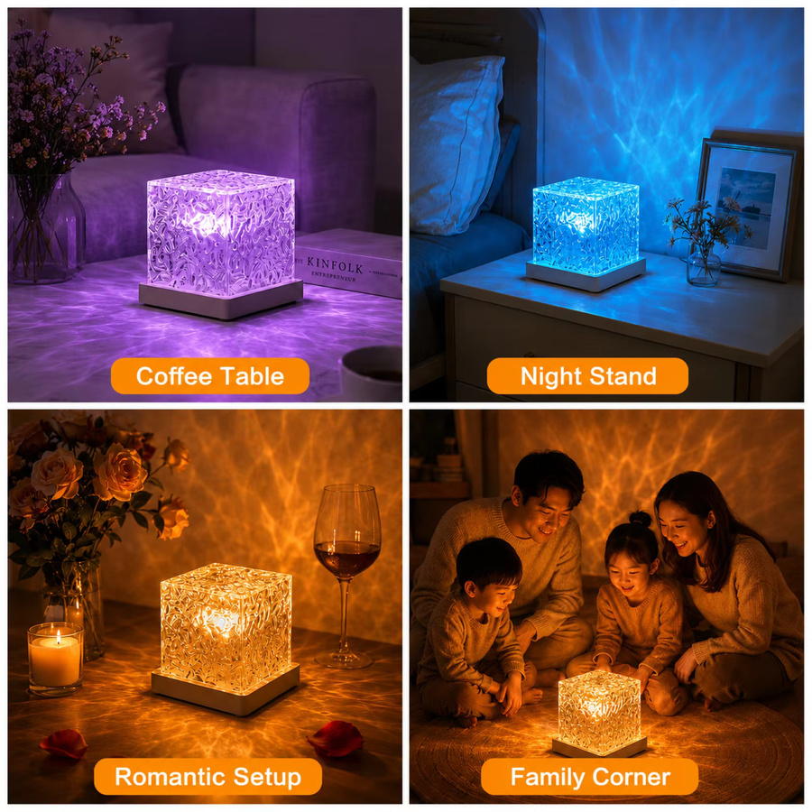 Pzsunly RGB 16-Farben Ozeanwellen und Aurora Projektions-Nachtlampe mit Fernbedienung, wiederaufladbare Tischlampe in Multicolor für dein Schlafzimmer und zur Dekoration - Bild 3