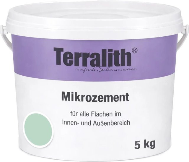 Terralith Mikrozement Fix & Fertig LFC0501 in Grün, 5 kg für 3,5 m2, Körnung 0-2 mm, wasserbasiert - Bild 1