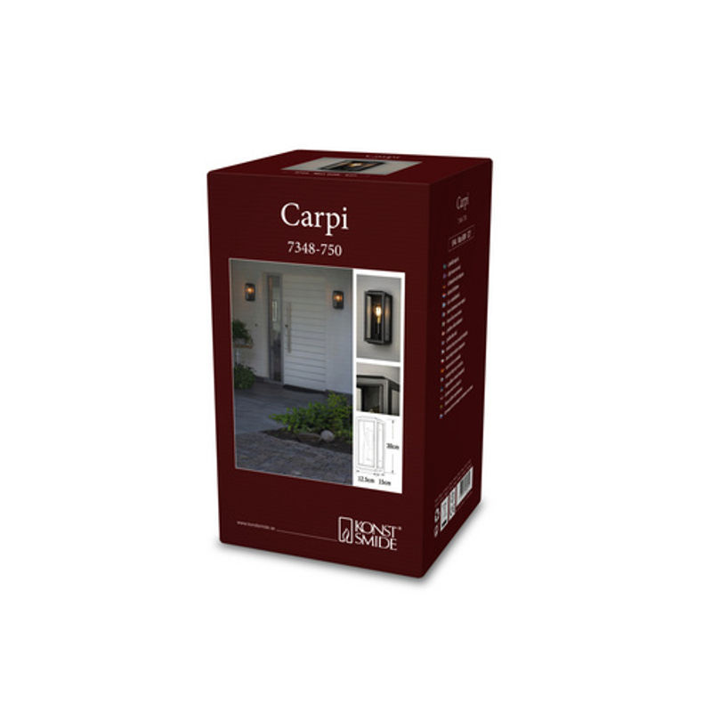 Konstsmide Wandleuchte Carpi in Schwarz für den Garten, dimmbar, IP44, E27, mit Glas und Metall - Bild 5