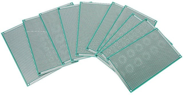 TOMTOP JMS 10er Set Double Side Prototyp PCB Breadboard Platine, Grün, B: 15 cm, T: 9 cm - Bild 1