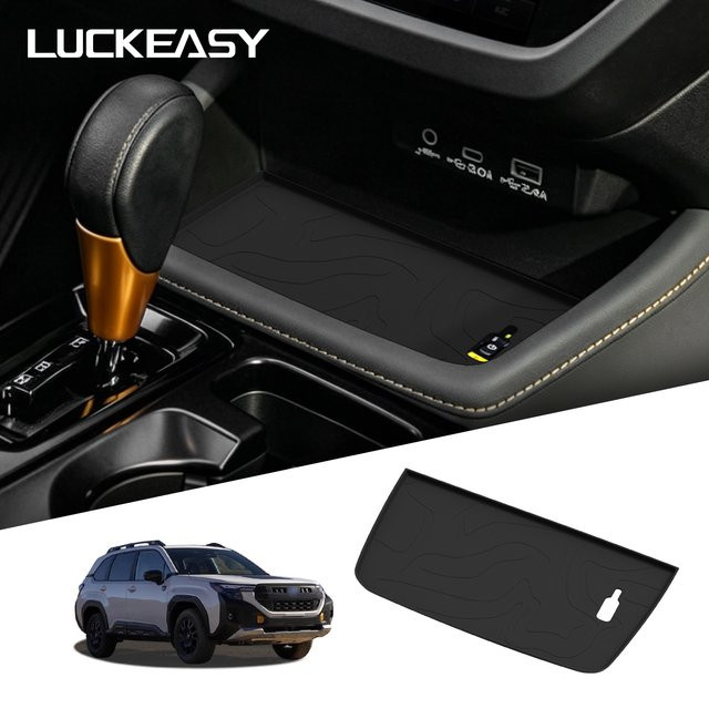 LUCKEASY Kabelloses Ladepad für Subaru Forester 2026, Rutschfeste Handy-Ladematte für die Auto-Innenausstattung, Schwarz - Bild 1