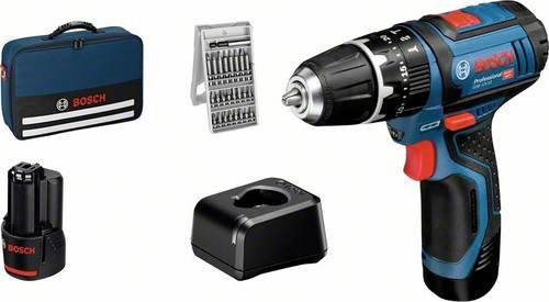 Bosch Professional Akku-Schlagbohrschrauber GSB 12V-15 in Blau/Schwarz mit 2 Akkus und Tasche - Bild 1