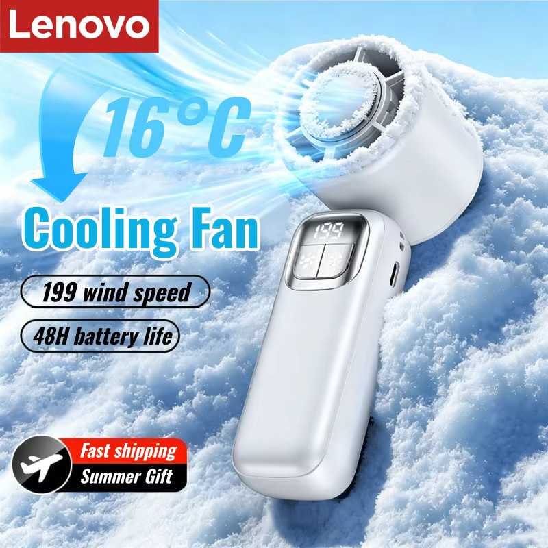 Lenovo Mini Handventilator in Blau, wiederaufladbarer USB-Eiskühler mit bürstenlosem Hochgeschwindigkeits-Turbo-Jet-Motor für Outdoor, Reisen und Büro - Bild 2