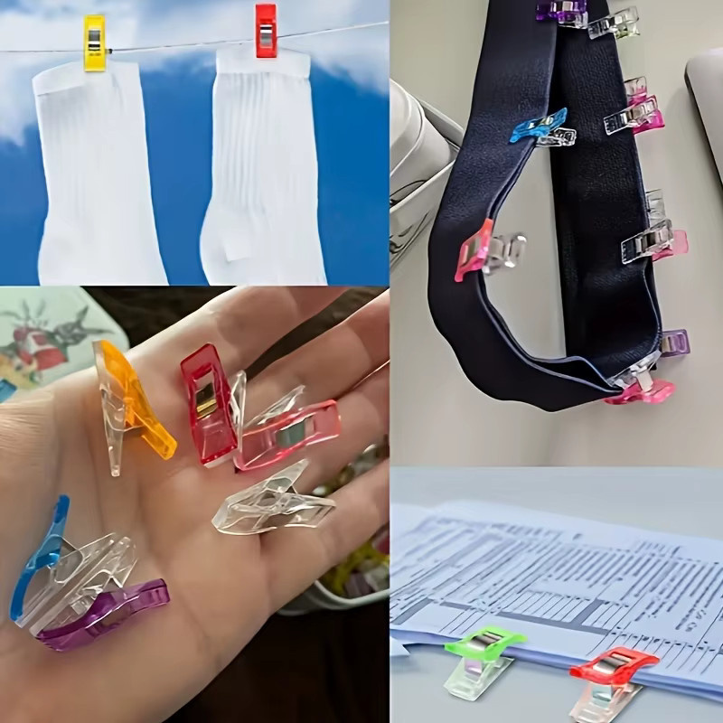 Bunte Kunststoff-Kantenklammern als universelle Nähklammern und Hilfswerkzeug für Handarbeit und Kleidung in Multicolor - Bild 3