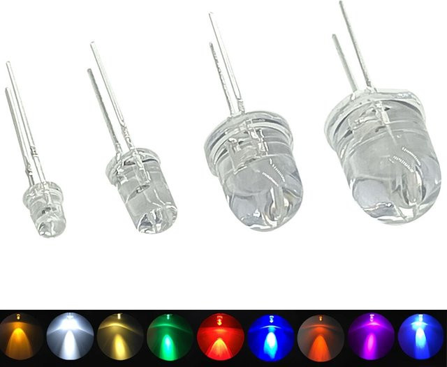 100 Stück TAKEY Runde LED Ultra Helle Leuchtdioden in verschiedenen Farben und Größen 5mm, 8mm, 10mm - Bild 1