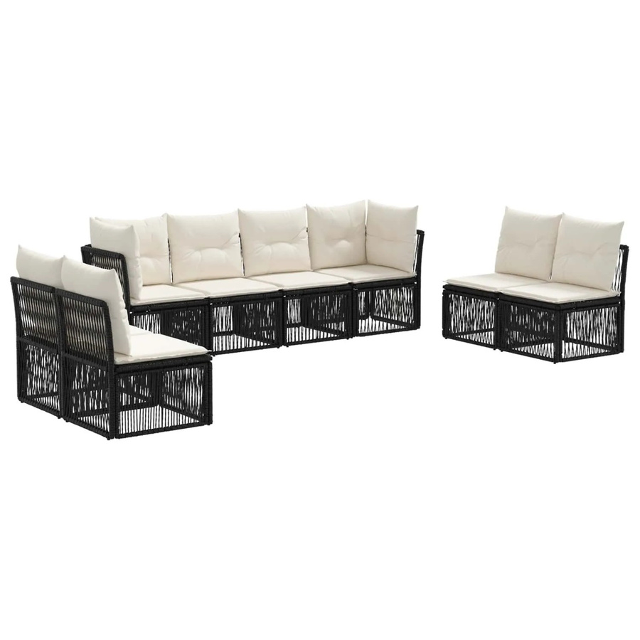 vidaXL Gartensofa-Set 8-teilig in Schwarz aus Poly-Rattan mit Polsterung und Kissen für Terrasse und Garten - Bild 2
