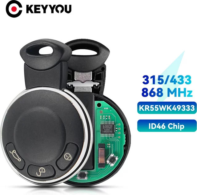 KEYYOU Auto-Fernbedienungsschlüssel KR55WK49333 PCF7953 ID46 Schwarz für BMW MINI Clubman Cabrio Cooper One/D/S Countryman inklusive Batterie - Bild 1