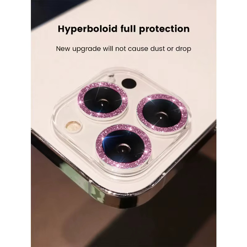Rosa Glitzer Kameralinsen-Schutz für Apple iPhone 17 bis iPhone 13 Pro Max, 9H HD klar und kratzfest - Bild 2