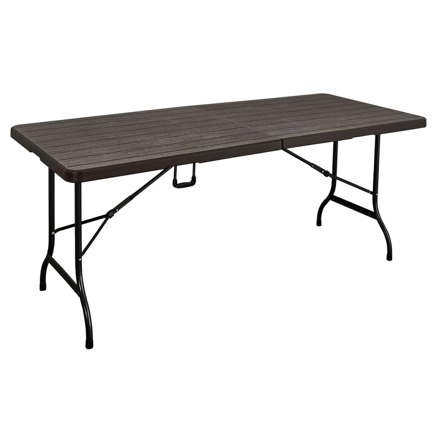DELUKE Gartentisch MELVIN Klapptisch aus Kunststoff in Holz-Optik, Braun, B/T/H: 180 x 75 x 72 cm - Bild 2