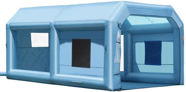 Aufblasbare Lackierkabine von Buying Solutions MB mit 1100W Gebläse und Luftfiltersystem, Farbe: transparent/blau, B/T/H: 640 x 411 x 299 cm - Bild 1