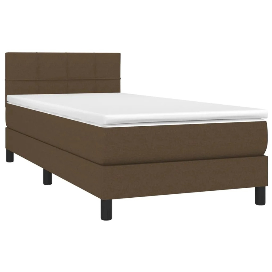 vidaXL Boxspringbett Hybrid mit Matratze und LED-Unterbettbeleuchtung Dunkelbraun B: 90 cm, T: 190 cm - Bild 2