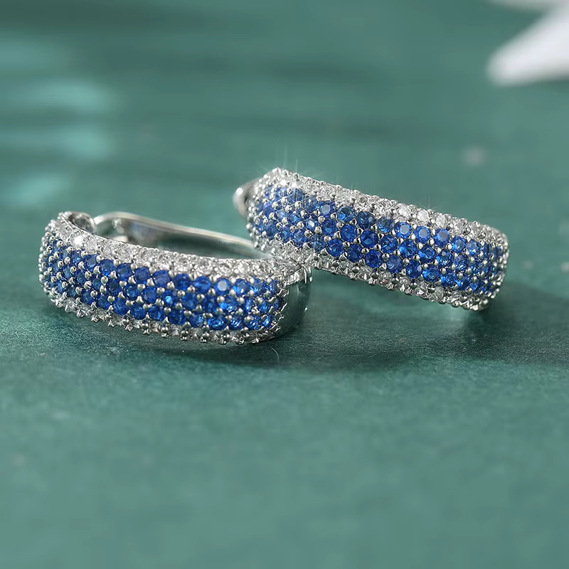 YoYo Creolen, Silber, blauer Zirkonia, Damen - Bild 2