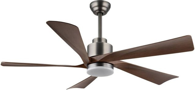 Globo LED-Deckenventilator mit Fernbedienung in Dunkelbraun und Grau, Material aus Metall und Kunststoff, Durchmesser: 132 cm, Höhe: 48 cm - Bild 1