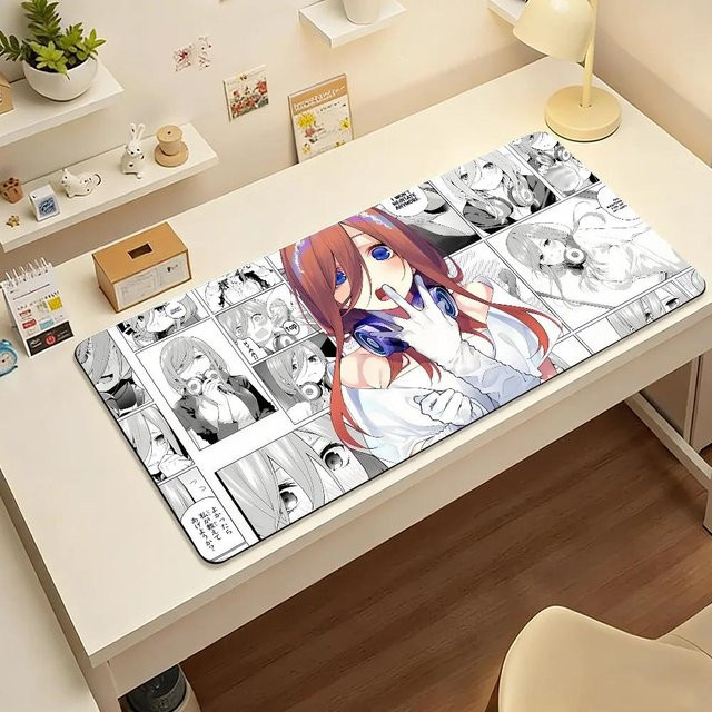 Gaming-Mauspad Miku Nakano mit Sternenmuster, rutschfeste Schreibtischmatte mit genähten Kanten, multicolor, B/T/H: 80 x 30 x 0,2 cm - Bild 1
