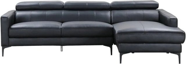 Vente-unique Sofa Florence in Schwarz aus Büffelleder ohne Schlafmöglichkeit mit L-Form und Armlehnen, Breite: 253 cm - Bild 1