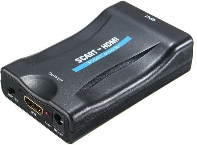 Techtrusty SCART auf HDMI Konverter Adapter in Schwarz für Video und Audio mit 1080P HD Auflösung - Bild 1