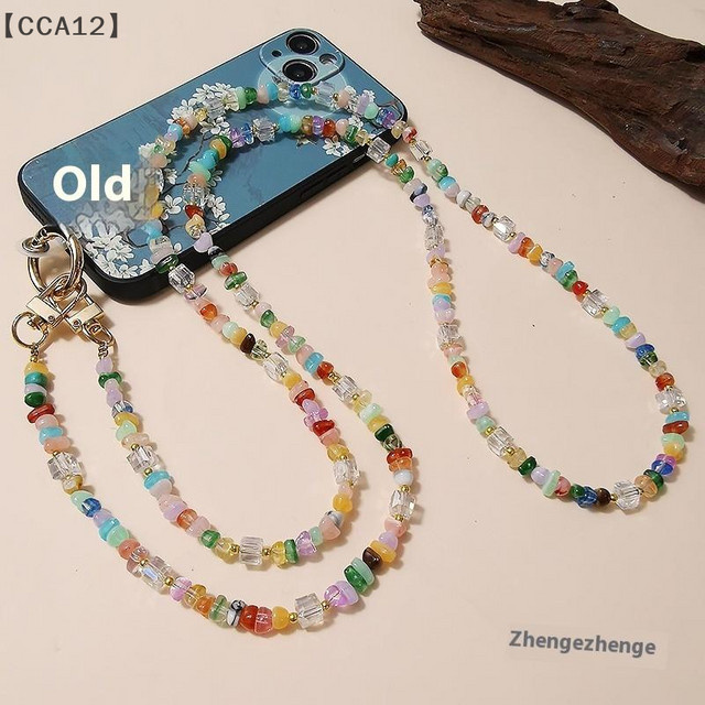 HUXUAN Handy-Umhängegurt mit Stein-Edelstein-Perlenkette in Multicolour für iPhone 15 14 13 12 11 Pro Max - Bild 1