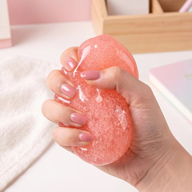 Hot Toys ASMR Pfirsich-Slushy Quetschspielzeug, durchscheinend rosa Stressball, Jelly Mochi Squeeze Toy - Bild 2