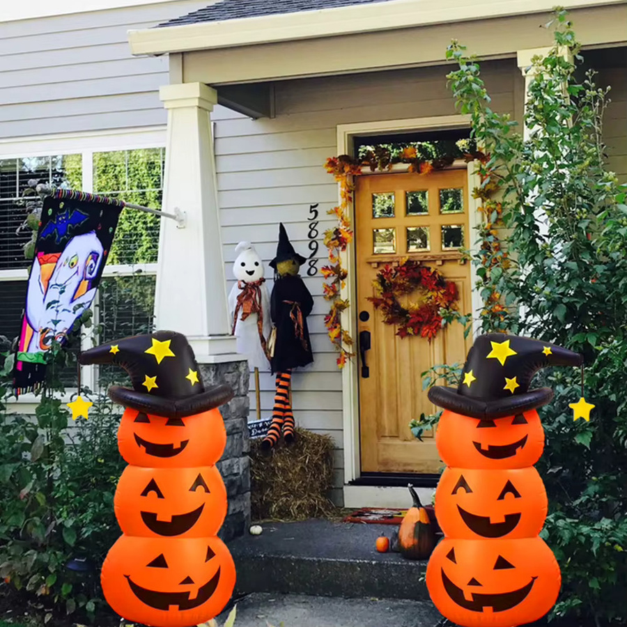 HOSPORT Halloween aufblasbarer Kürbis Geist in Orange als gruselige Deko für Außenhof und Spukhaus - Bild 4