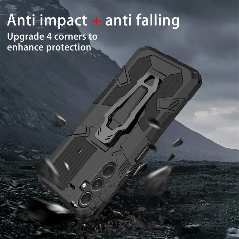 Stoßfeste Rüstung Schutzhülle mit Gürtelclip und Ständer für Samsung Galaxy A16 A05S A35 A25 A15 A34 A54 5G in Schwarz - Bild 3