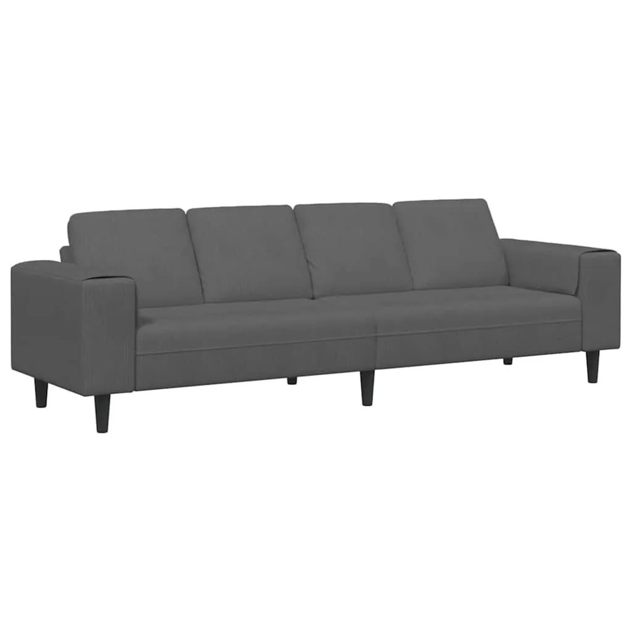 vidaXL Sofa mit Kissen aus Cordstoff in Dunkelgrau, B/T/H: 250 x 77 x 76 cm - Bild 2