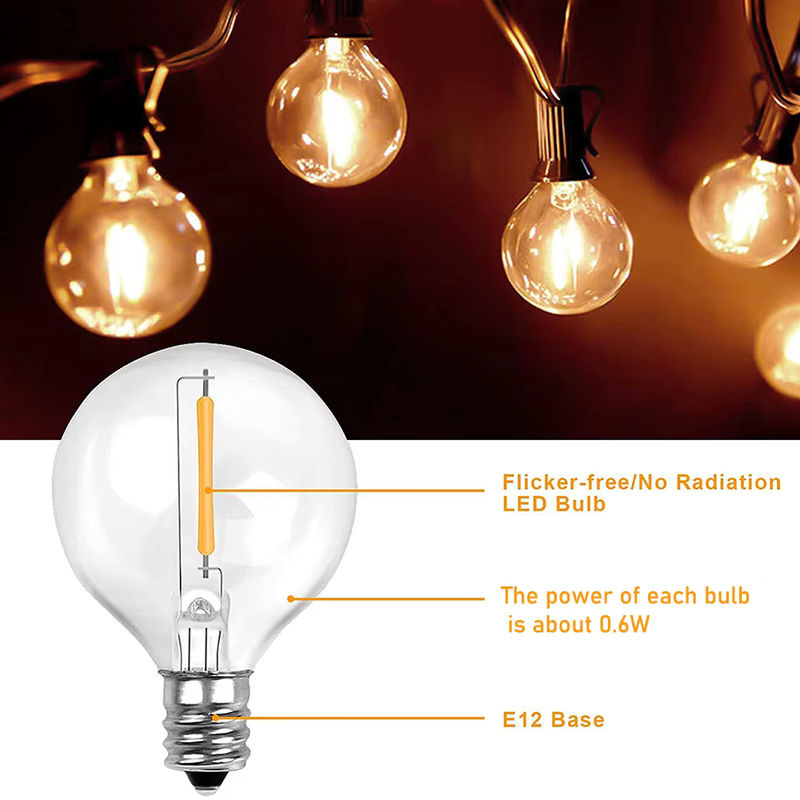Topdii G40 LED-Lichterkette mit E12 Sockel, transparente Globe-Lampen im Edison-Stil - Bild 2
