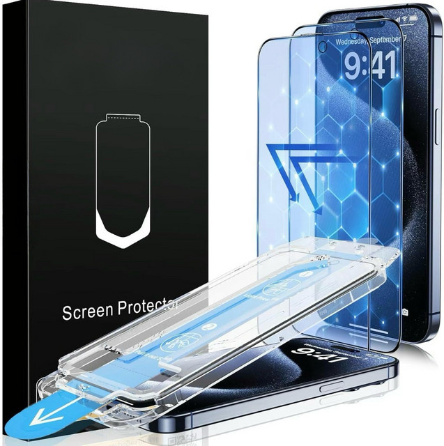 2er-Pack miaotiemo Displayschutzfolie aus gehärtetem Glas mit Anti-Blaulicht und Anti-Lila-Licht Schutz für iPhone 17, 16 Pro Max, 15, 14, 13, 12, 11, XS, XR, transparent - Bild 1