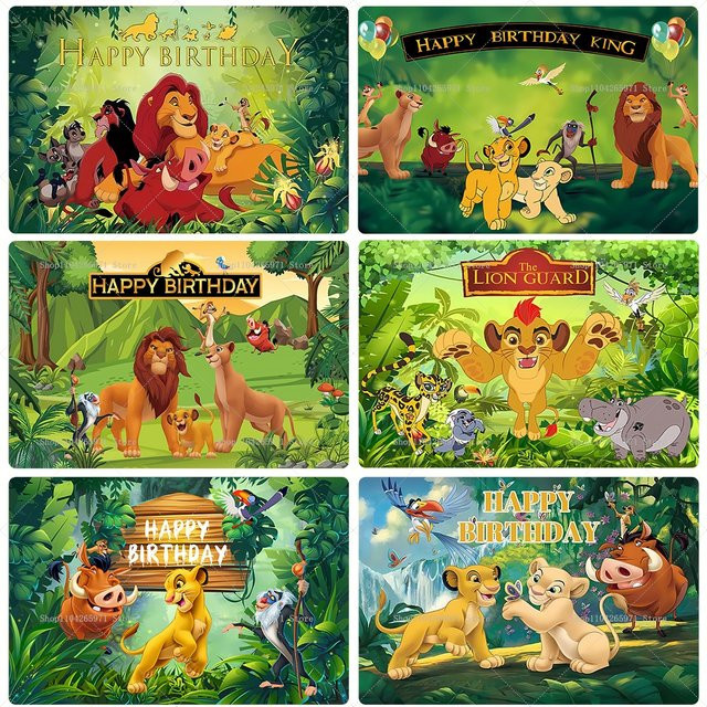 Beast Kingdom Der König der Löwen Simba Cartoon-Hintergrund mit Wilden Dschungeltieren als Partydekoration für Kindergeburtstage und Babypartys, Mehrfarbig - Bild 1