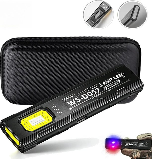 KDULIT LED-Schlüsselanhänger-Taschenlampe mit COB-Leuchte, USB-C wiederaufladbar, Schwarz - Bild 1