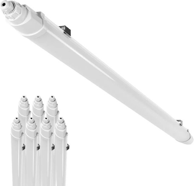 ENOVALITE 8er-Set LED Feuchtraumleuchte Weiß, 48W, 5760lm, 4000K, IP65, IK06, durchschleifbar, Länge: 150 cm - Bild 1