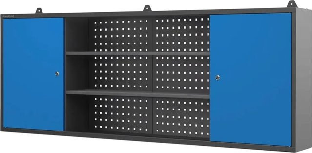 JAN NOWAK Hängeschrank LEO für Werkstatt und Garage, abschließbar, Anthrazit-Blau, B/H/T: 60 x 160 x 20 cm - Bild 1
