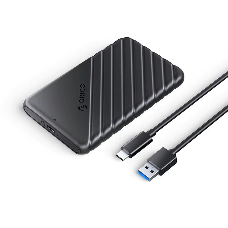 Orico SATA zu USB 3.0 Festplattengehäuse 2,5 Zoll Typ-C für SSD/HDD 7-9,5mm, Schwarz - Bild 1