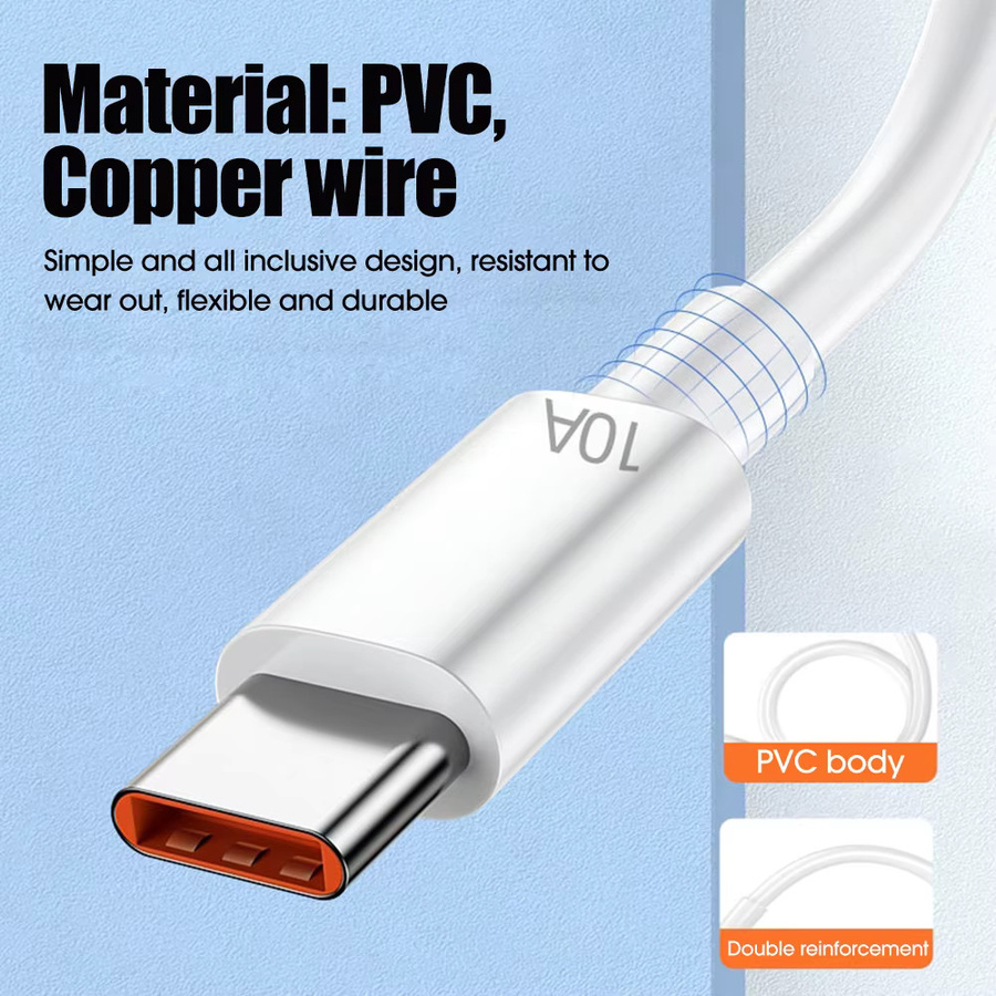 NNBILI USB Typ C Kabel 120 W Superschnellladung für Huawei P40, Xiaomi 14, Redmi 13, OnePlus 11 und POCO in Beige oder Weiß - Bild 3