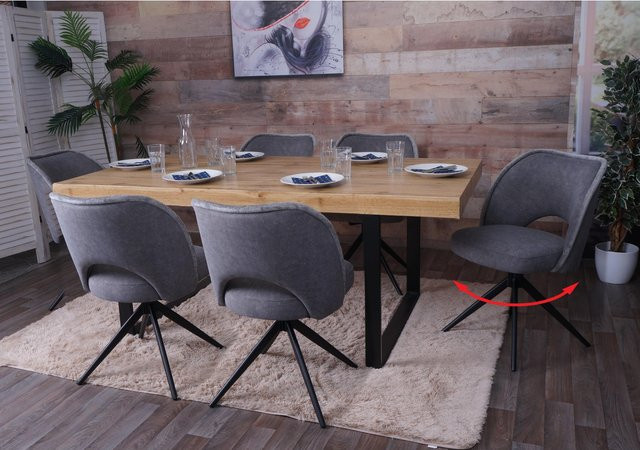 6er-Set Esszimmerstühle MCW N72 in Dunkelgrau, drehbar mit Auto-Return Funktion, Polsterstühle aus Stoff mit Öko-Tex Zertifizierung - Bild 1