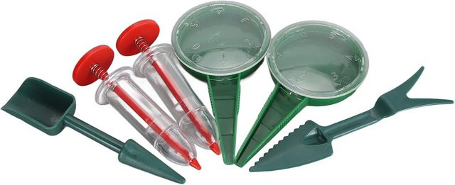 Koogeelife 6er Set Mini Sämaschine manuell, einstellbare handgehaltene Aussämaschine aus Kunststoff für Gartenarbeit und Rasenpflege - Bild 1