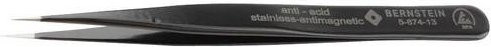 BERNSTEIN ESD Pinzette 5-874-13 mit 3 Spitzen, schmal, schwarz, Edelstahl, Länge: 120 mm - Bild 1