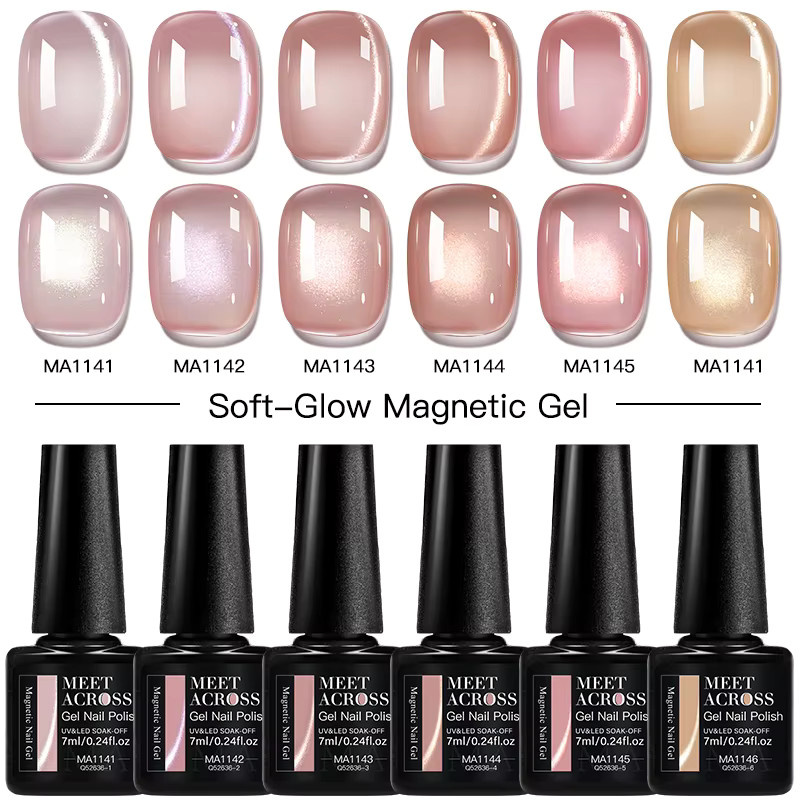 Meet Across Magnetischer Gel-Nagellack, Nude Pink, Schimmernd - Bild 3