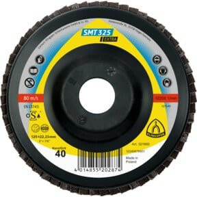 Klingspor SMT 325 Schleifmopteller für Winkelschleifer, Korn 40, gewölbt, Durchmesser: 125 mm, Bohrung: 22,23 mm, Farbe: Schwarz - Bild 1