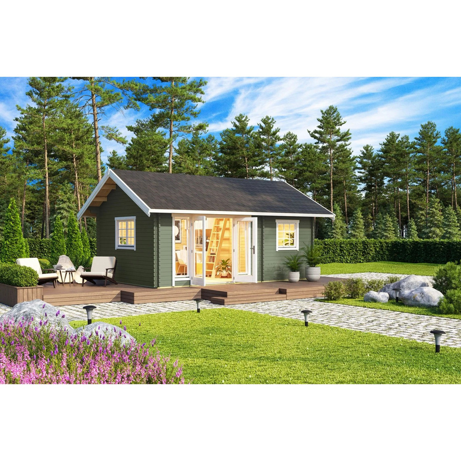 Lasita Blockbohlenhaus Caroline Gartenhaus mit Satteldach in Grün, B/H/T: 675 x 330,6 x 489,9 cm - Bild 2