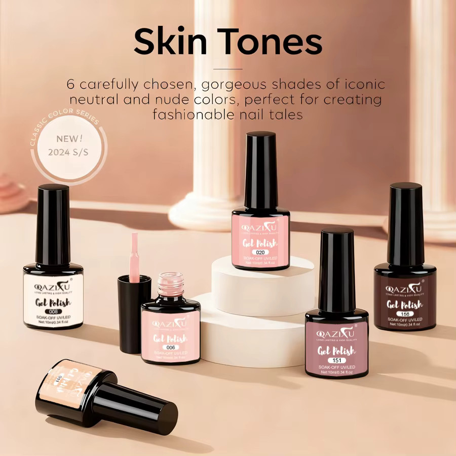 QAZIXU Gel-Nagellack-Set, Milk Tea, Glänzend, 6-teilig - Bild 3