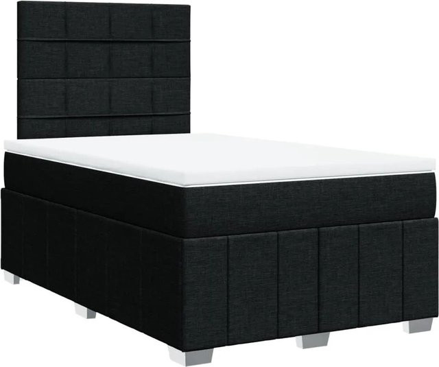 vidaXL Boxspringbett mit Matratze Schwarz, Hybridbett mit USB-Ladeport und Unterbettbeleuchtung, B/T: 120 x 190 cm - Bild 1