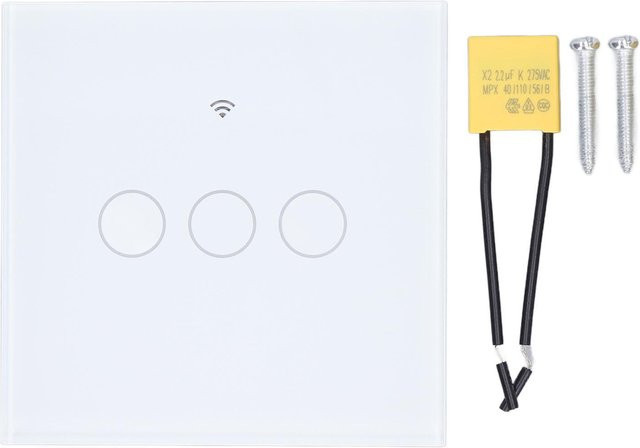 CosyHome 3fach WiFi Touchpanel Schalter mit Sprachsteuerung und Timing-Funktion, Gelb - Bild 1