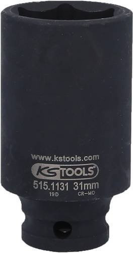 KS Tools 1/2" Sechskant-Kraft-Stecknuss lang 31mm aus Chrome-Molybdän in Schwarz - Bild 1