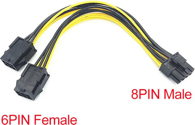 OULLX PCI Express Power Splitter Adapter Kabel Schwarz 8Pin auf Dual 6Pin und 6Pin auf Dual 8Pin Länge: 20 cm - Bild 1