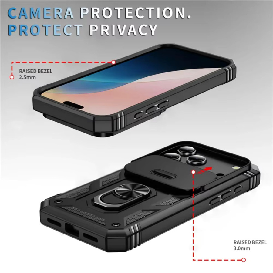 Magnetische Schutzhülle im Rüstungskoffer-Design für iPhone 16 15 14 13 12 Pro Max mit 360 Grad Drehung und Kameraschutz in Schwarz - Bild 5