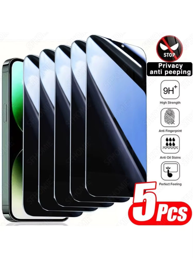 SFHOMIE 5er Pack Anti-Spy Privatsphäre Panzerglas Display Schutzfolie für iPhone 11 bis iPhone 17 Pro Max, transparent - Bild 5